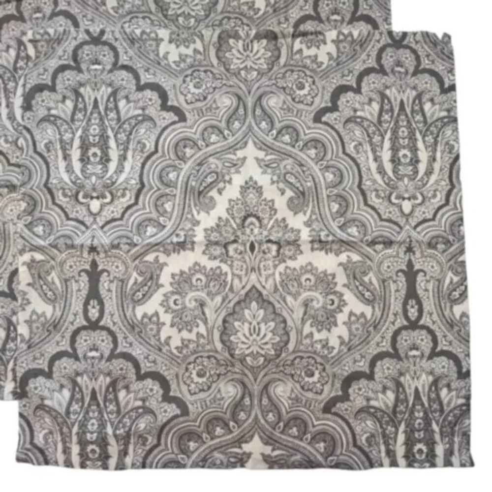 Inspired Treasures Cotton Napkins Grey White Paisley Floral BOHO Cottagecore 19